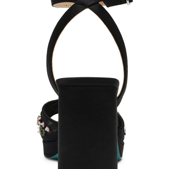 Betsey Johnson Black Kirra Floral Beaded Platform Dress Sandals